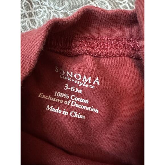 3-6 Months Vintage Y2K Red Baseball Bodysuit Romper Embroidered 100% Cotton - Picture 5 of 5